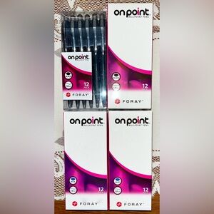 4 OnPoint Ballpoint 12-Packs Retractable Pens (Black & Blue Ink) - NEW & SEALED